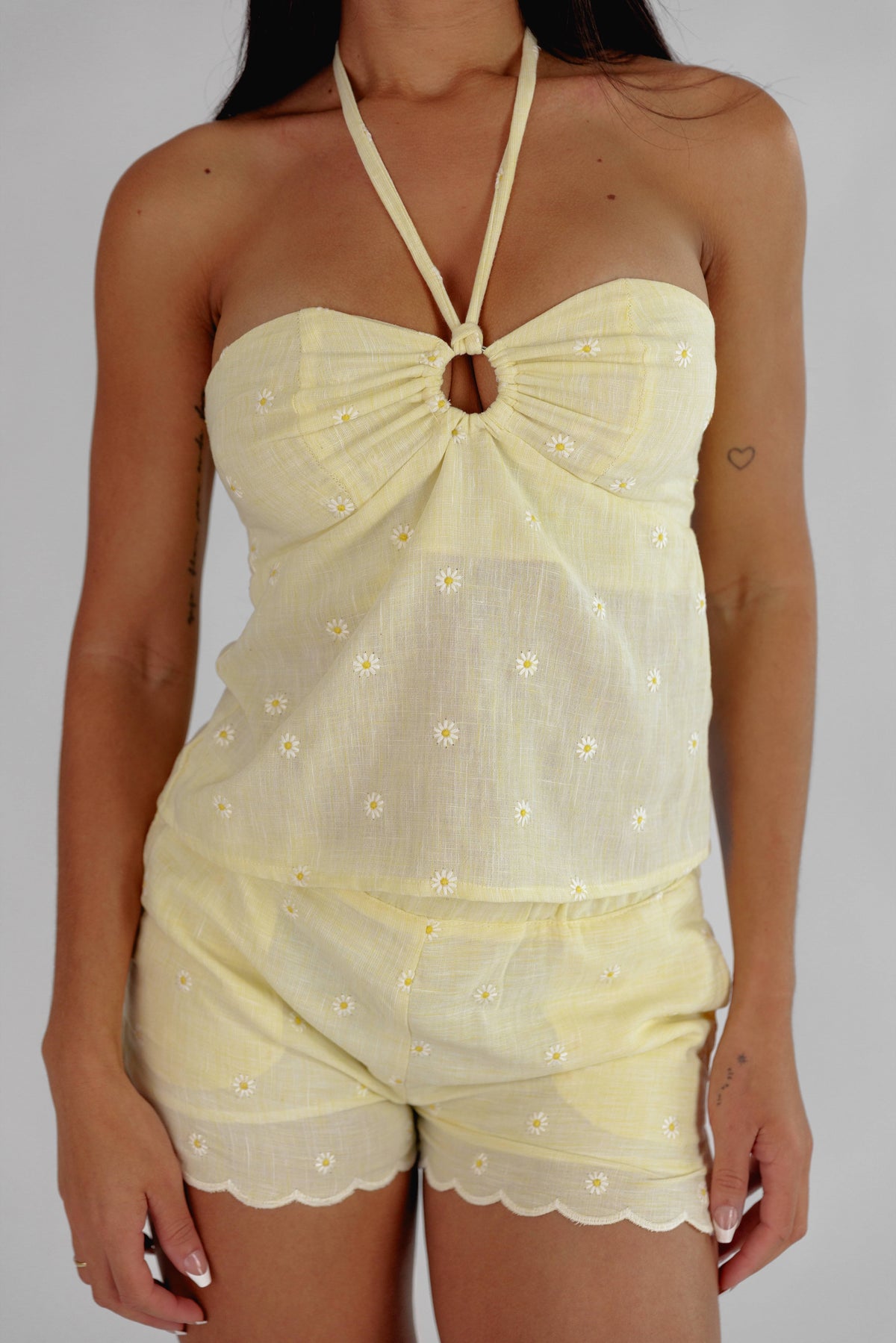 "Laura" Yellow Halter Top