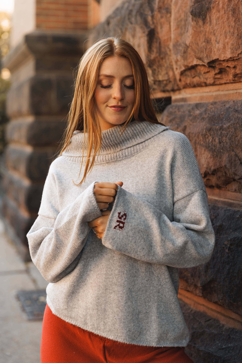 Alexa High-Neck Asymmetrical Knit Sweater