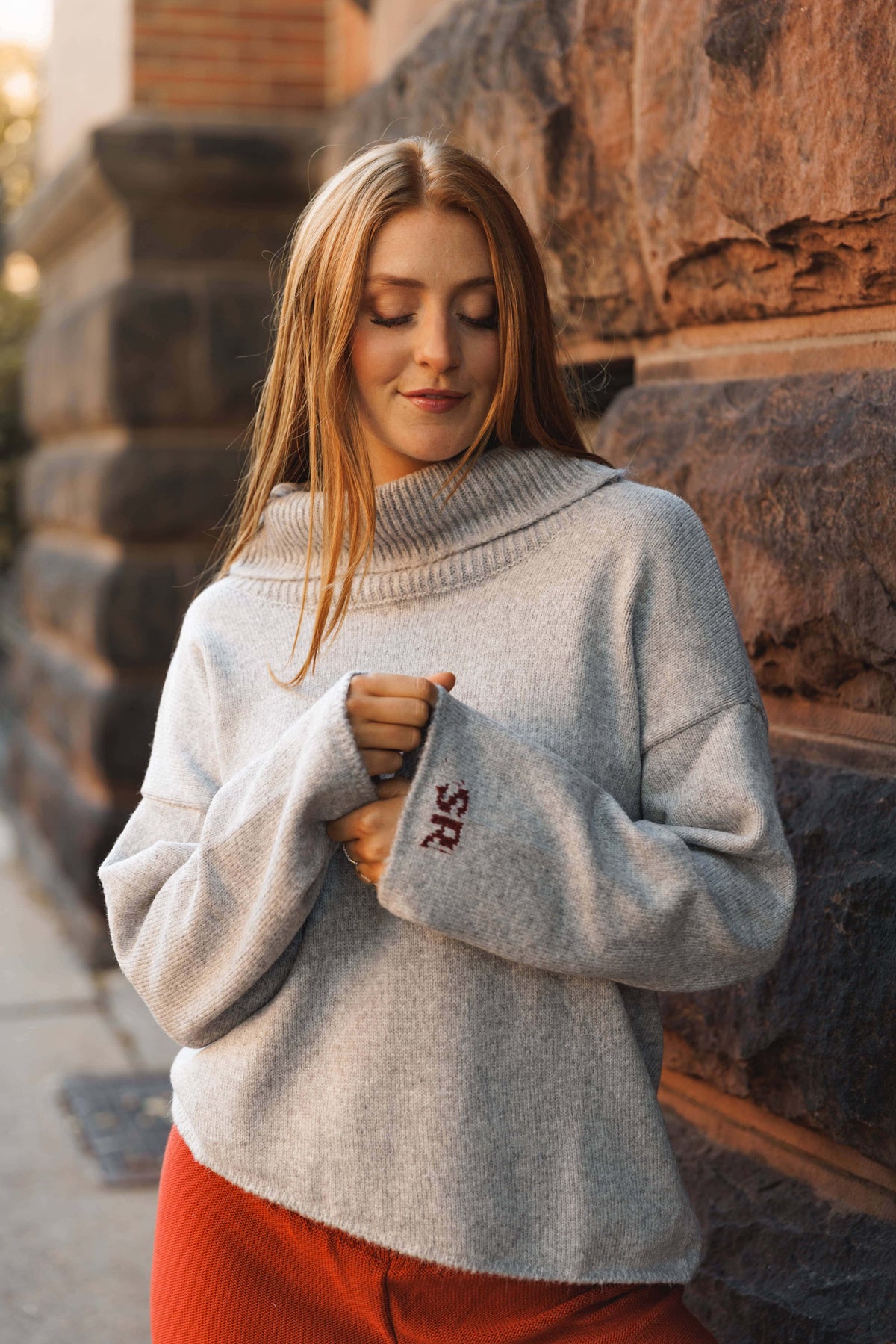 Alexa High-Neck Asymmetrical Knit Sweater