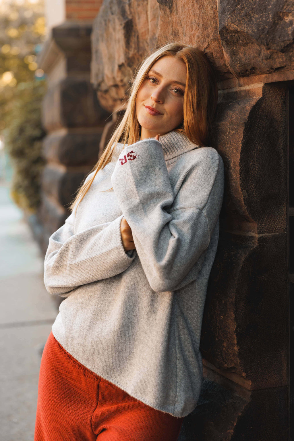 Alexa High-Neck Asymmetrical Knit Sweater